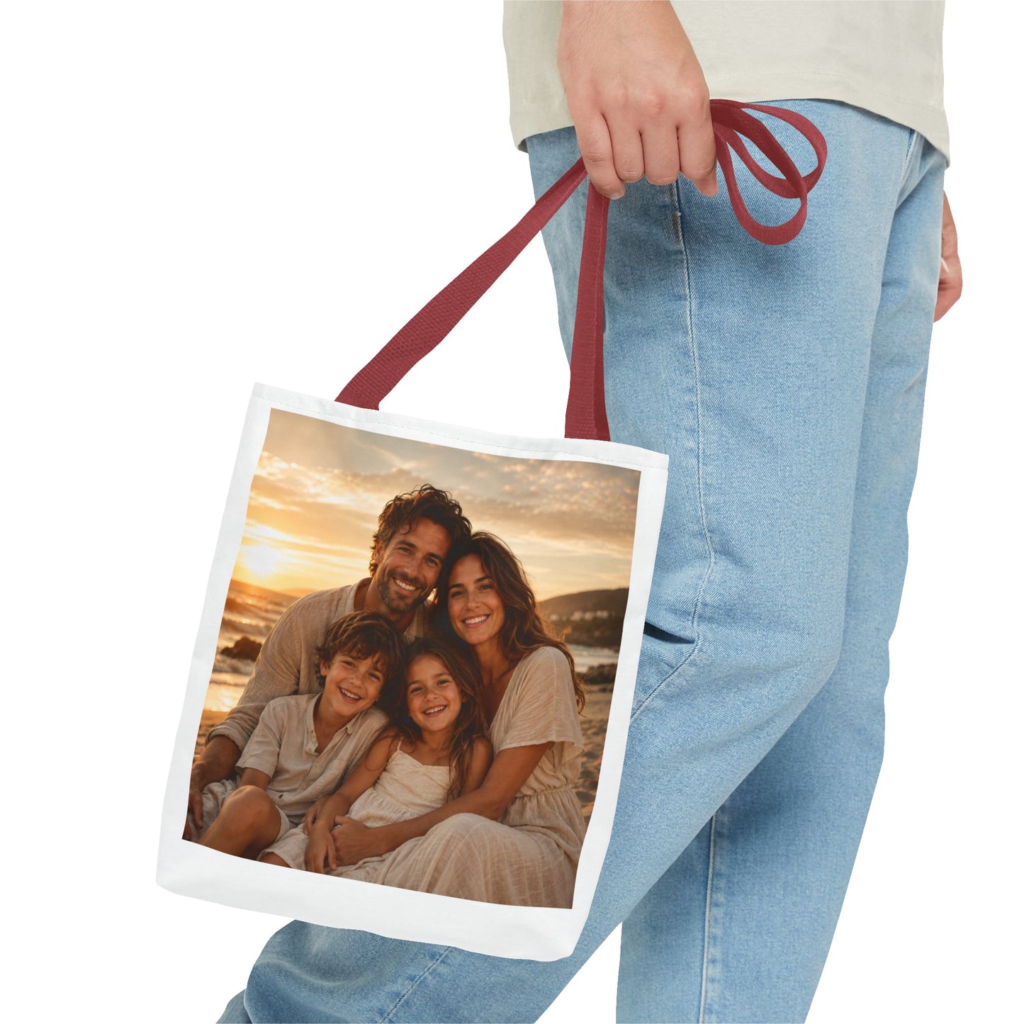 Photo Tote Bag — Custom Family Sunset Portrait Tote