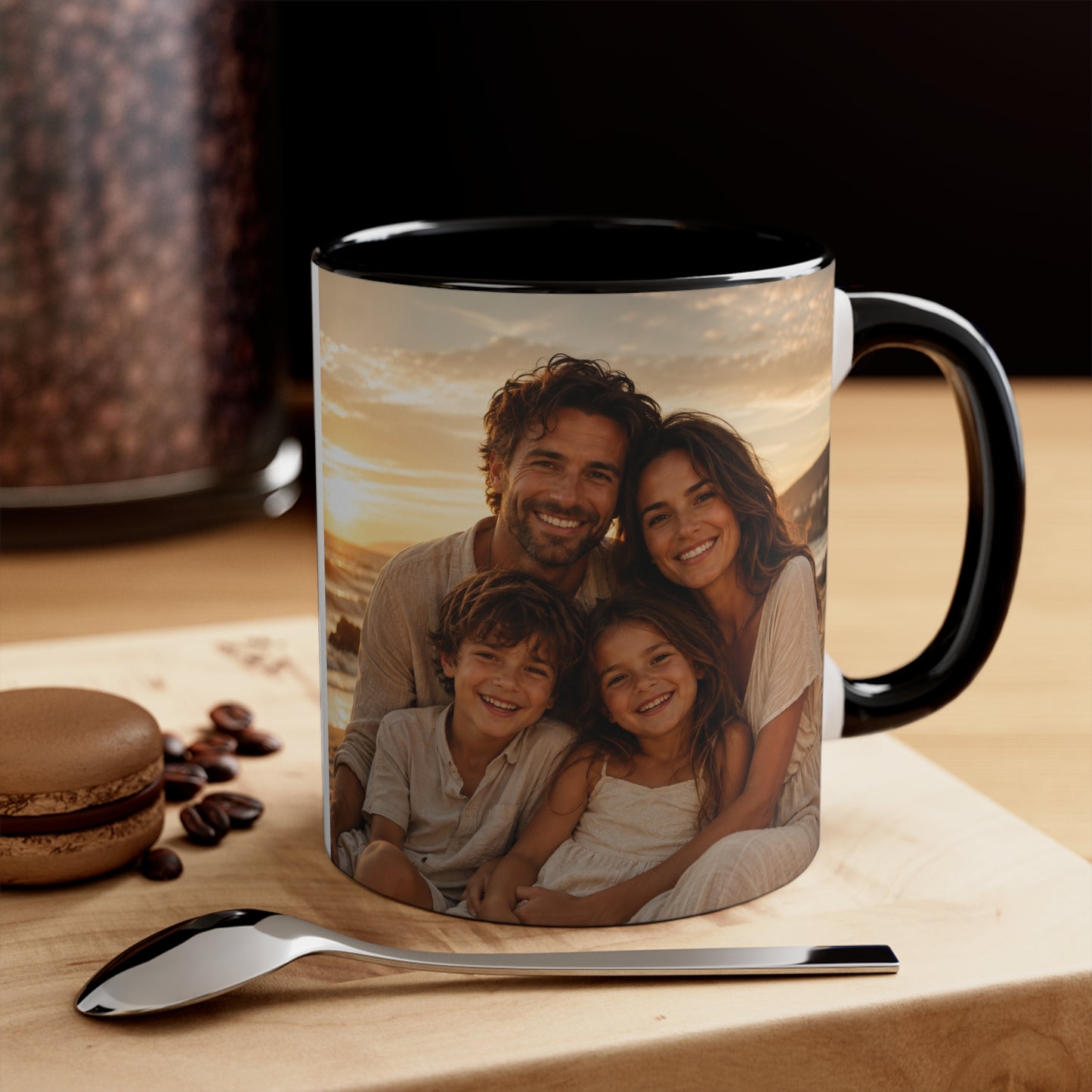 Personalized Photo Accent Mug — Custom Family Sunset Coffee Cup