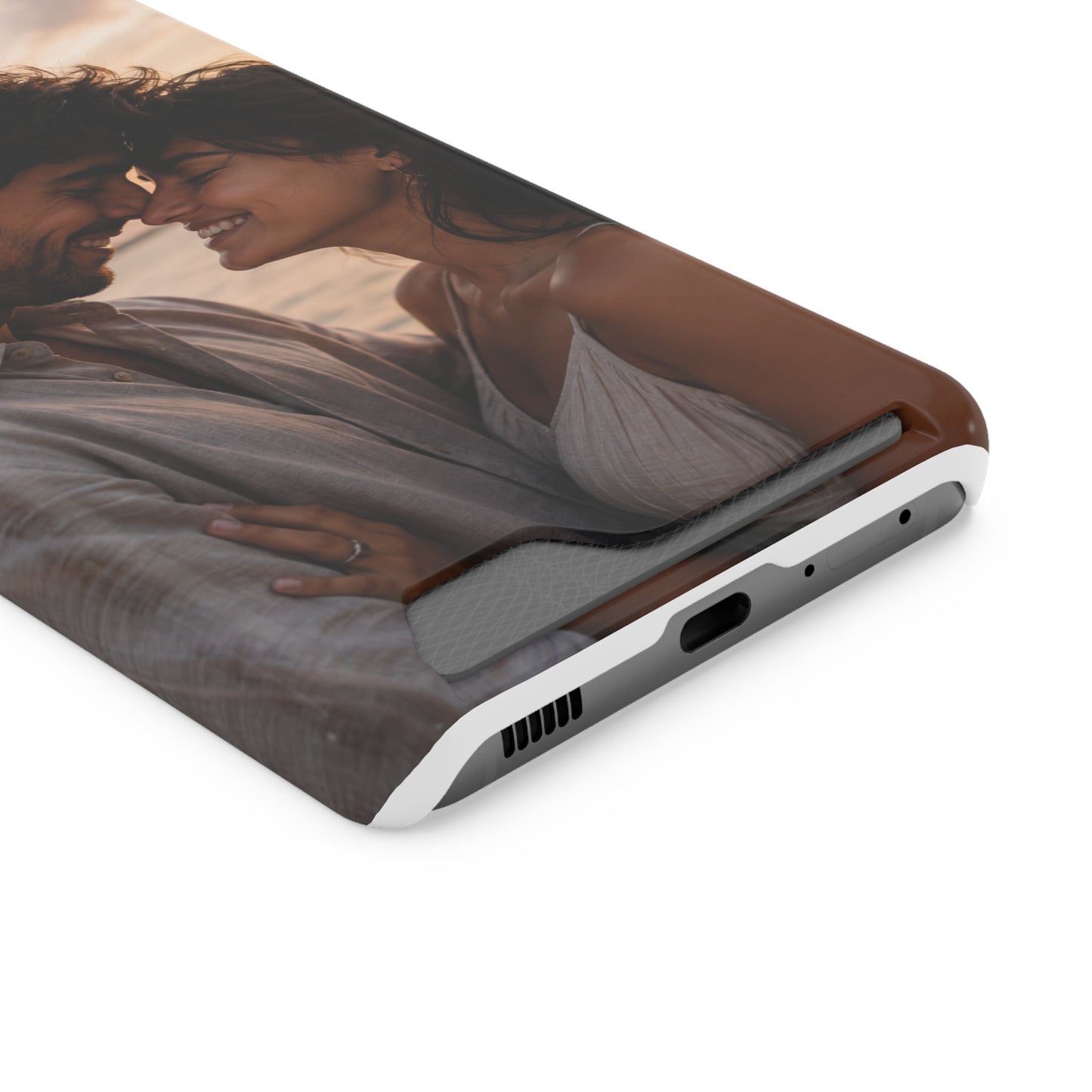 Custom Photo Card-Holder Phone Case — Personalized Couples Sunset Design