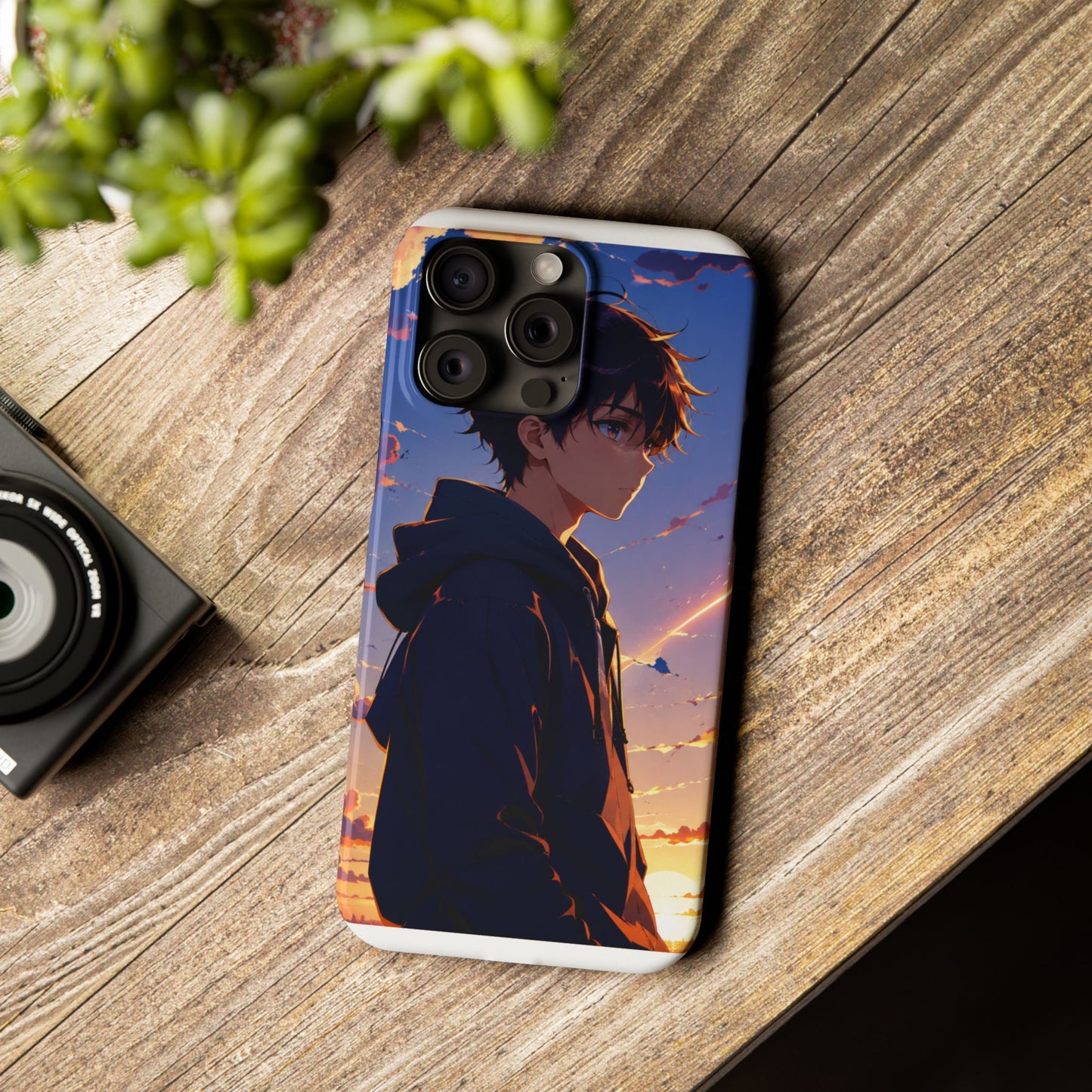 Slim Phone Case — Anime Sunset Boy Illustration