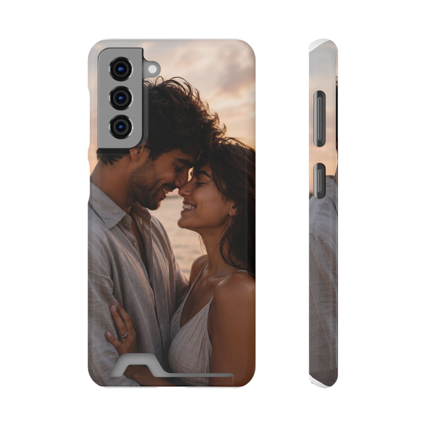 Custom Photo Card-Holder Phone Case — Personalized Couples Sunset Design