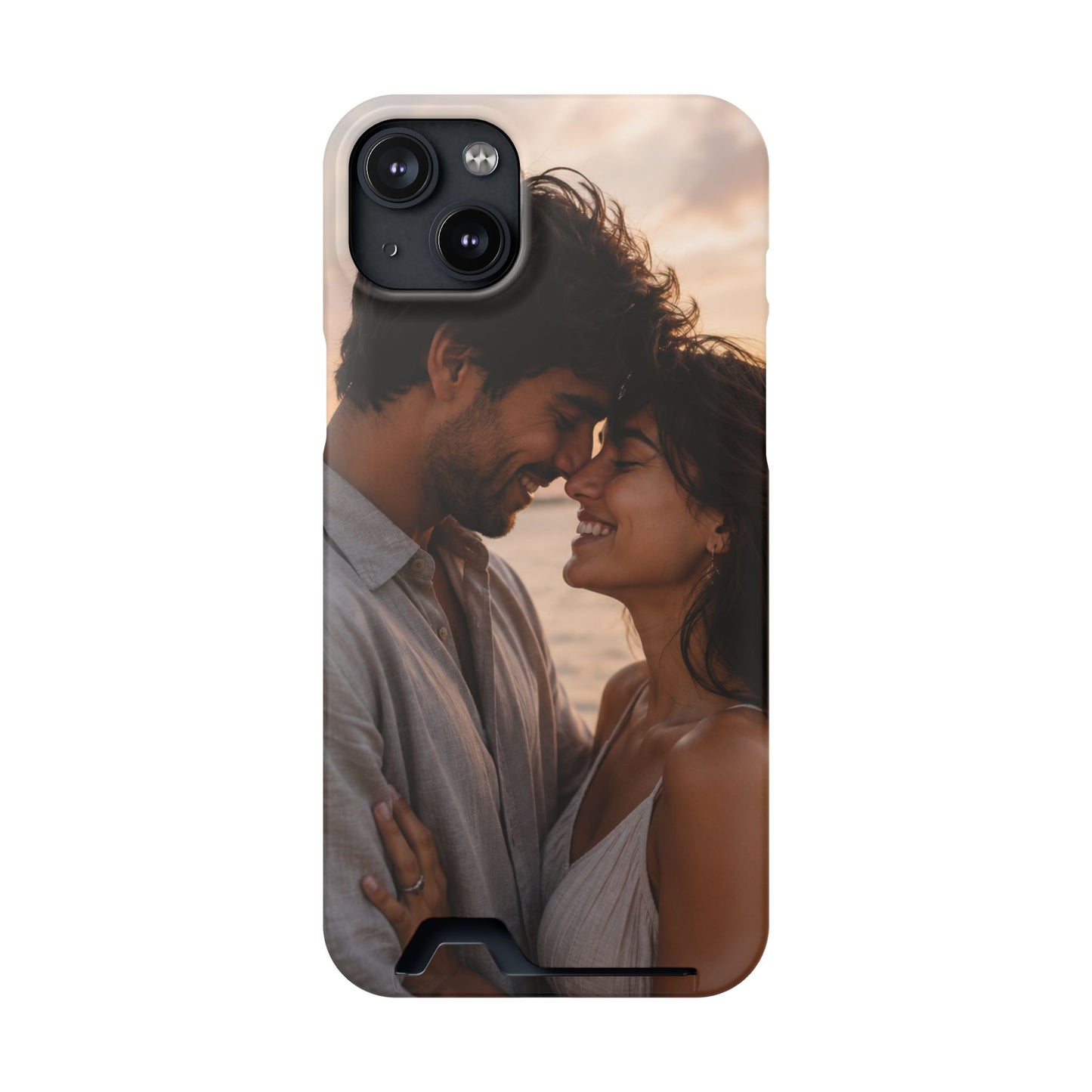 Custom Photo Card-Holder Phone Case — Personalized Couples Sunset Design