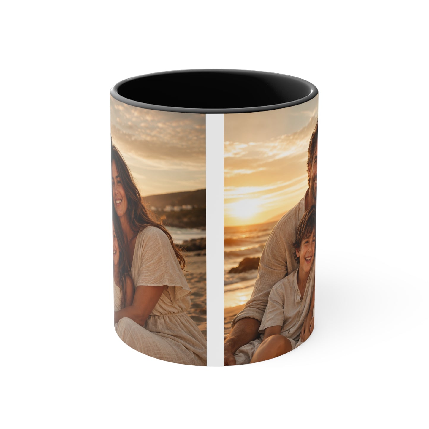 Personalized Photo Accent Mug — Custom Family Sunset Coffee Cup